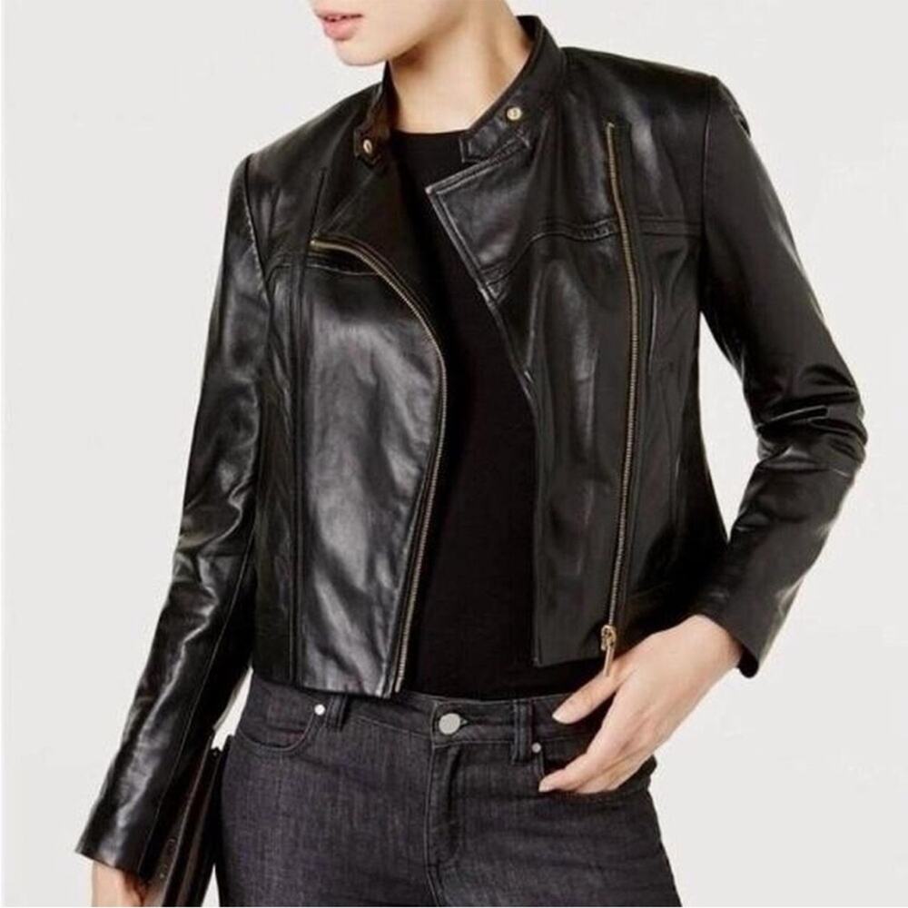 MICHAEL Michael Kors Lamb Leather moto jacket black - P (2)